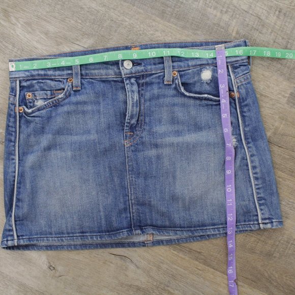 7FAM Distressed Denim MR Mini Skirt 29 - Picture 8 of 10